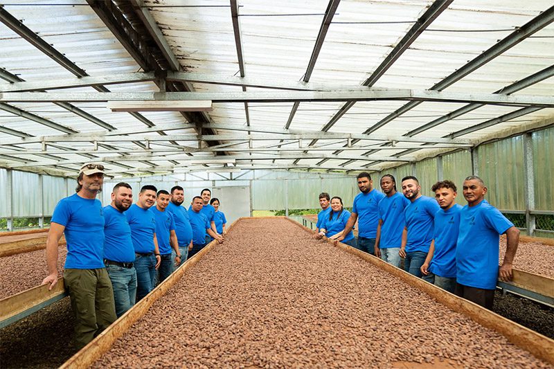 technical staff farmer partner program at bean drying trays in honduras